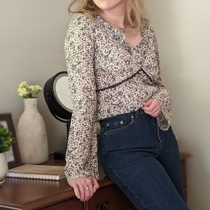 Vintage Floral Silk Blouse